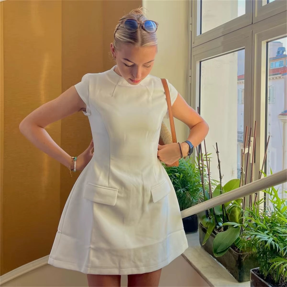 2025 Women‘S Sexy Slim Fit Hollow Mini Dress Spring New Y2K Sleeveless A- LINE Black Dress High Street Commute Elegant Dresses